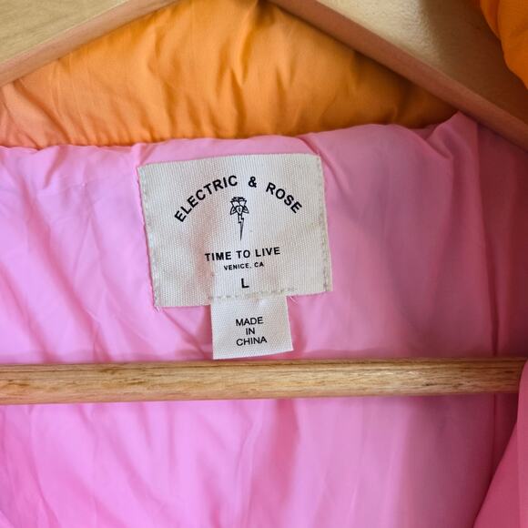 Electric & Rose Aiden Ombre Quilted Jacket NWT L Pink Purple Orange Puffer Coat - Picture 6 of 15